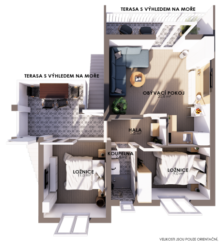 1. Apartmán, půdorys